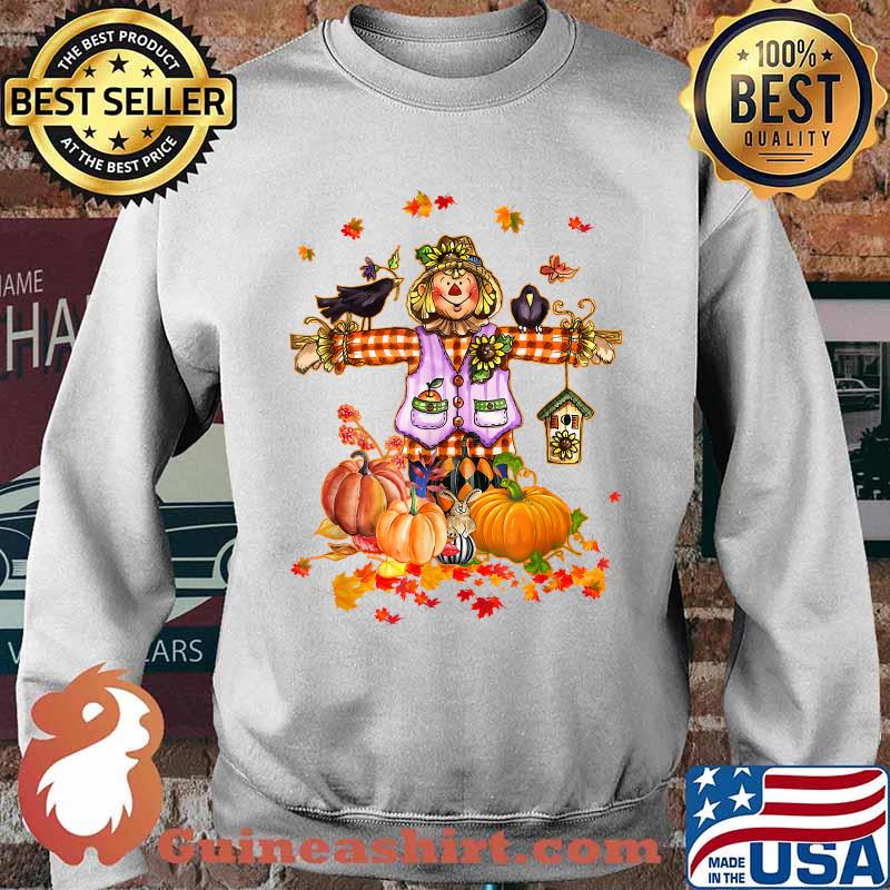 Scarecrow Autumn Hello Fall Pumpkin Thanksgiving Halloween T-Shirt Sweater