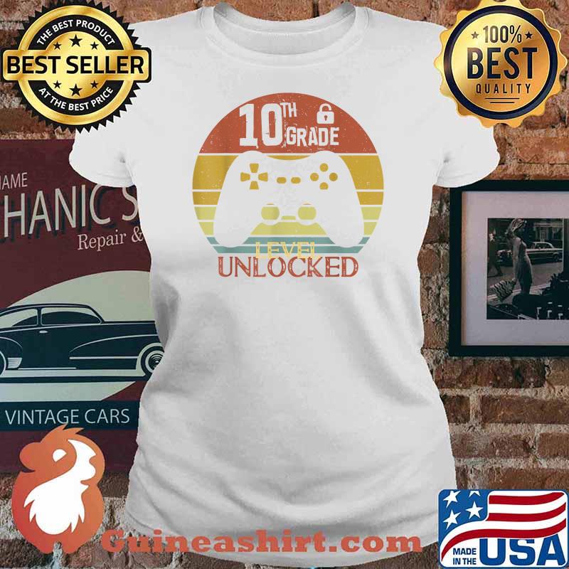 Tenth Grade Shirt 10th Grade Level Unlocked Gamer Vintage T-Shirt Ladies tee