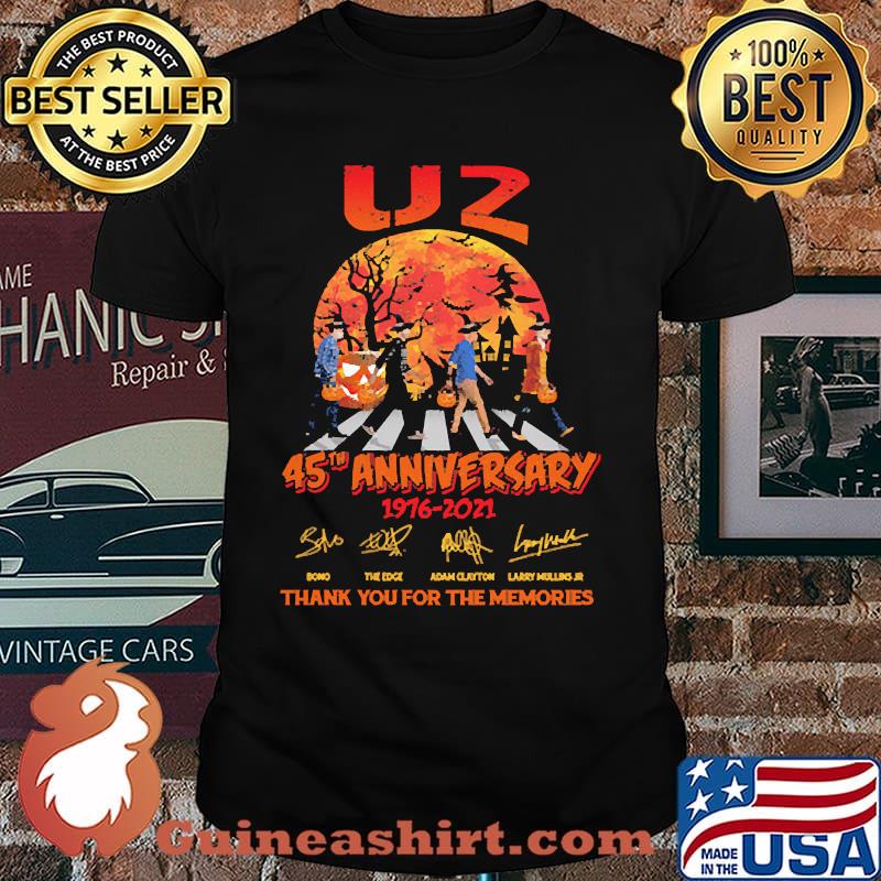 U2 45th anniversary 1976 2021 thank you for the memories signatures blood moon road halloween shirt