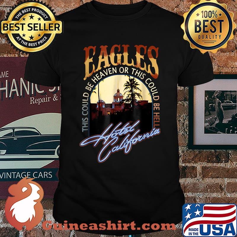 Official EAGLES Hotels Art California Band Music Legend Vintage T-shirt -  NVDTeeshirt