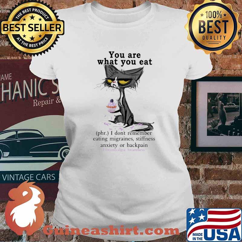 You Are What You Eat I Don't Remember Eating Migraines Stiffness Anxiety Cat Shirt Ladies tee