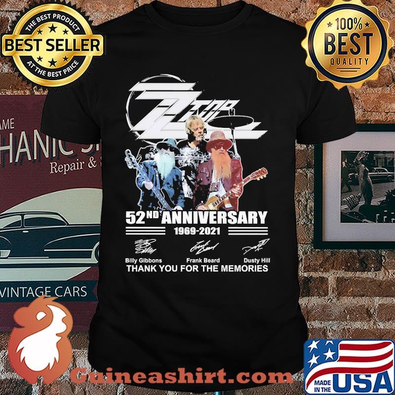ZZ top 52nd anniversary 1969 2021 thank you for the memories signatures shirt