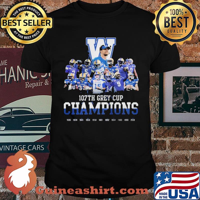 107th Grey Cup Blue Bombers Champions shirt