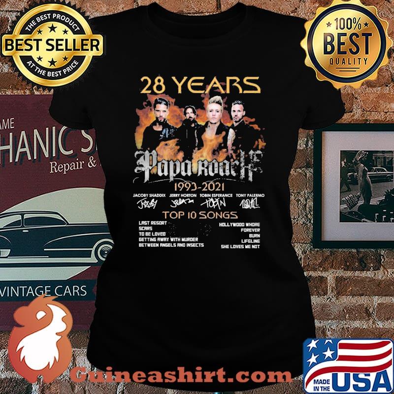 28 years Papa roachs 1993-2021 top 10 songs s Laides tee