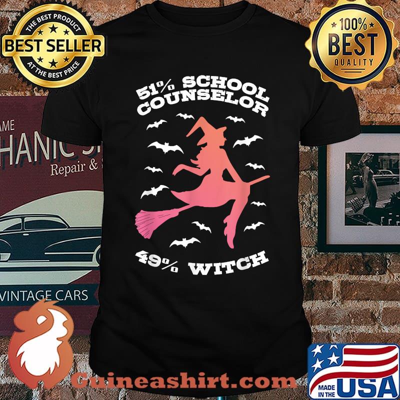 51 Percent School Counselor 49 Percent Witch Halloween T-Shirt