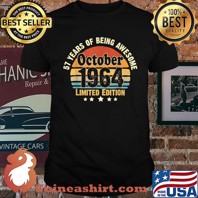 57 Years Of Being Awesome Since October 1964 Limited Edition Vintage T-Shirt