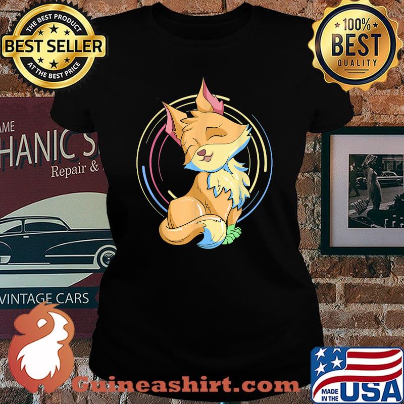 Anime Cute Animal Pastel Goth Art Kawaii Fox T-Shirt Laides tee