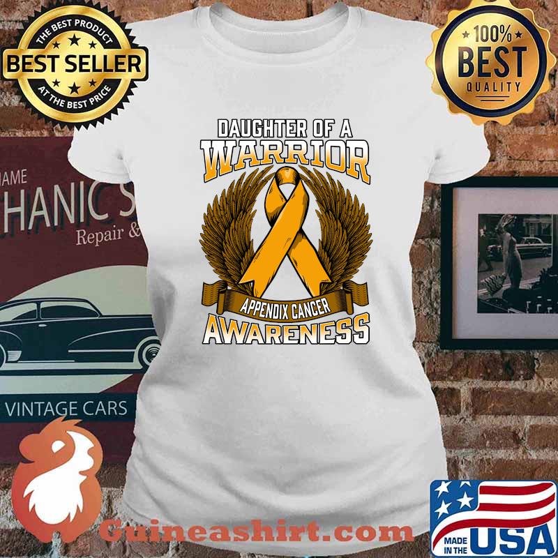 Appendix Cancer Awareness Daughter Support Ribbon Warrior T-Shirt Ladies tee