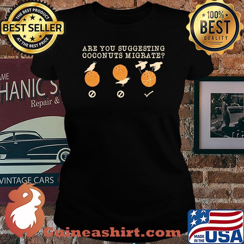 Are you suggesting coconuts migrate bird s Laides tee