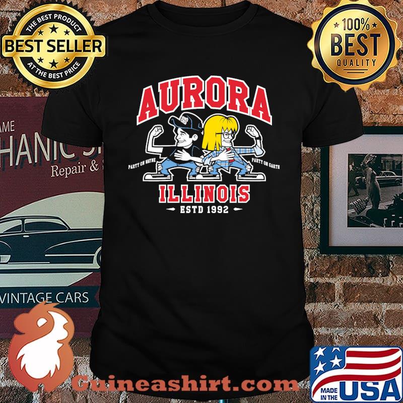 Aurora illinois estd 1992 party on wayne party on cat shirt