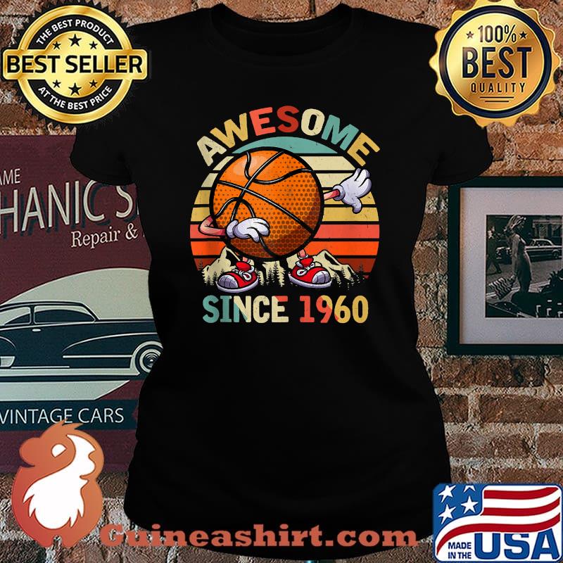 Awesome Since 1960 Birthday Basketball Dabbing Vintage T-Shirt Laides tee