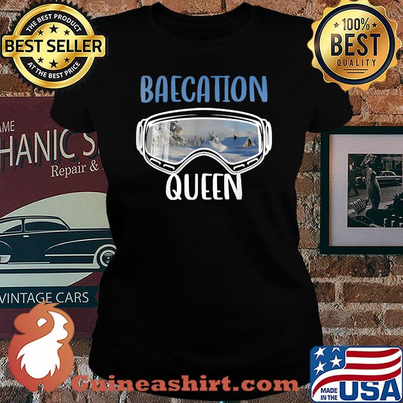 Baecation Queen Through Glasses Designs Winter Christmas T-Shirt Laides tee