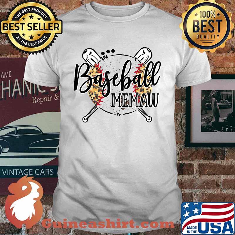 Baseball Memaw Leopard Family Matching Sport T-Shirt