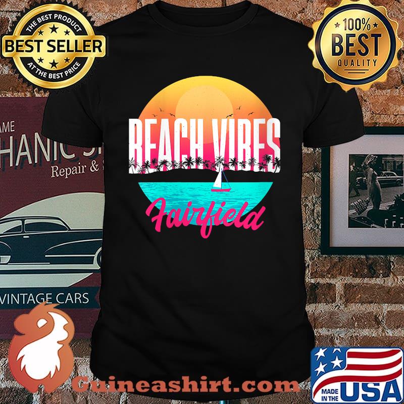 Beach Vibes Fairfield Beach Summer New York Sunset Retro T-Shirt