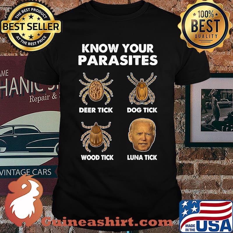 Best know Your Parasites Deer Tick Dog Tick Wood Tick Luna Tick Anti Joe Biden Election T-Shirt