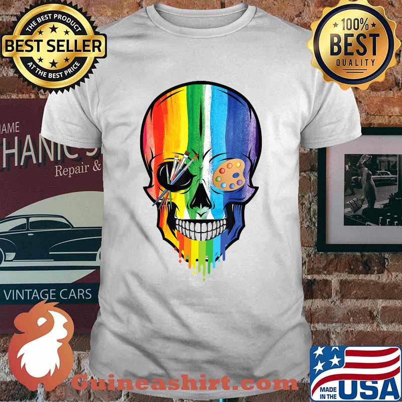 Best matching Family Artist art Skull Costume Halloween Rainbow T-Shirt