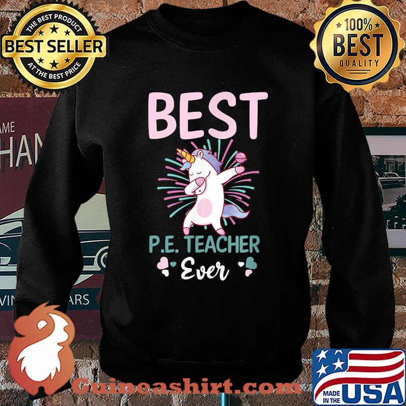 Best PE Teacher Ever Design Dab Unicorn Christmas T-Shirt Sweater