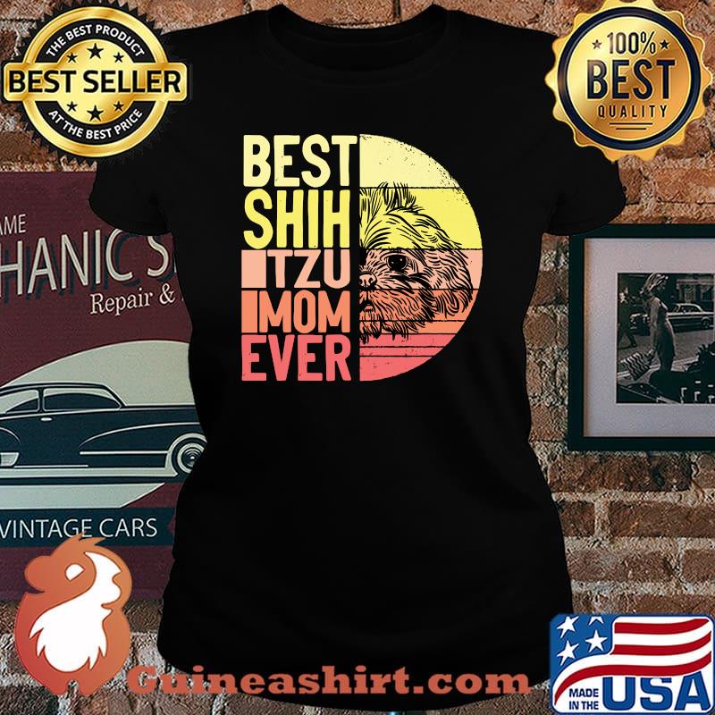 Best Shih Tzu Mom Ever for a Shih Tzu Retro SUnset T-Shirt Laides tee