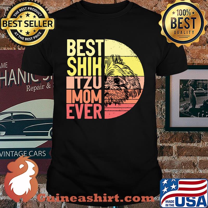 Best Shih Tzu Mom Ever for a Shih Tzu Retro SUnset T-Shirt