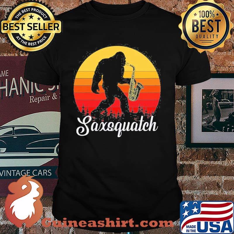 Bigfoot Saxsquatch Vintage Sunset SHirt