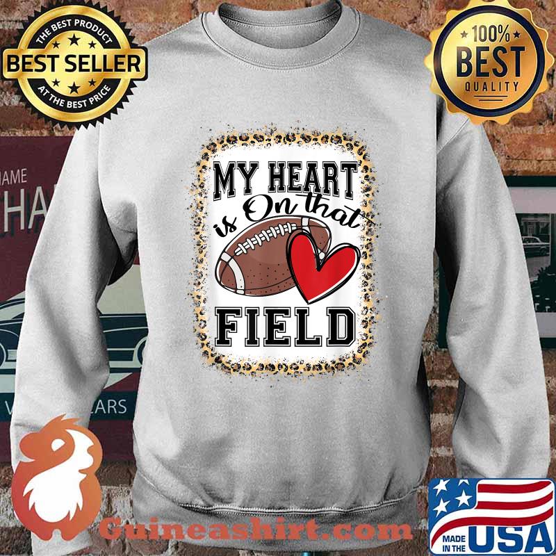 Bleached My Heart Is On That Field Football Mom Leopard T-Shirt Sweater