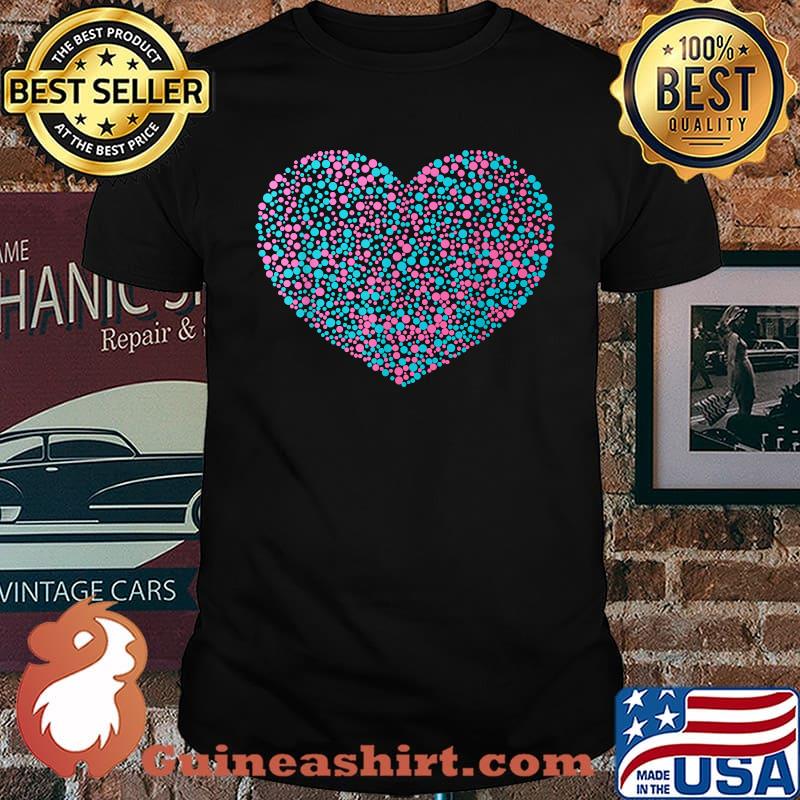 Blue Pink Polka Dot Heart International Dot Day Valentines T-Shirt