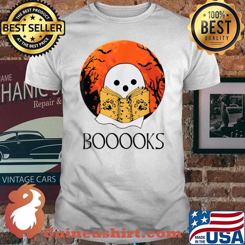 Boooks Moon Ghost Reading Book Blood Moon halloween Shirt