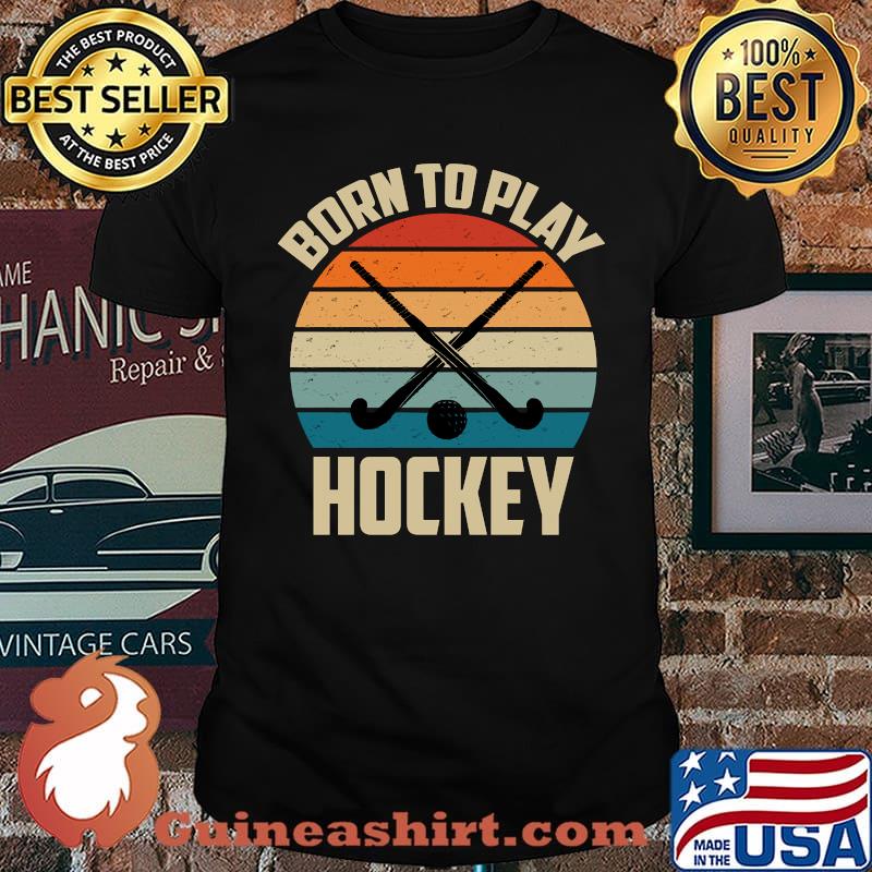 Born To Play Hockey Vintage Sunset T-Shirt