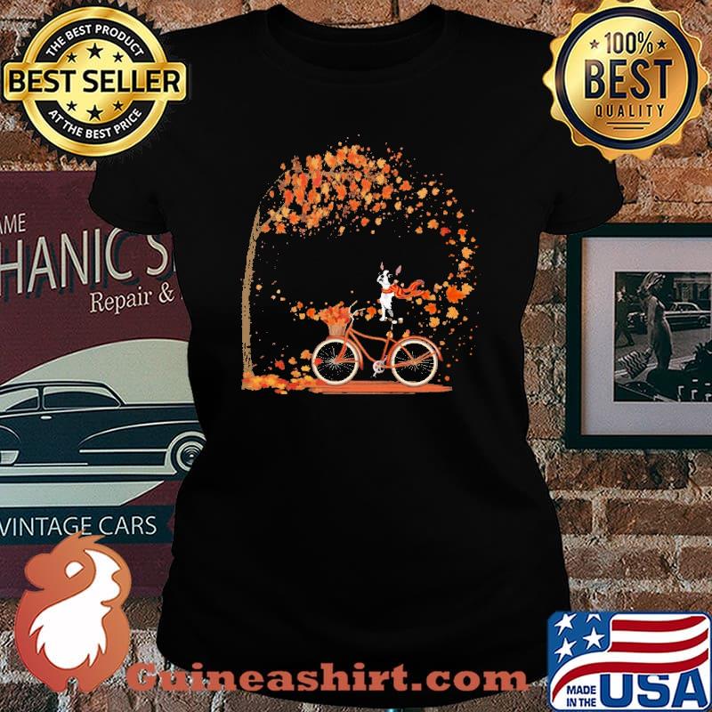 Boston Terrier Cycling To Autumn s Laides tee