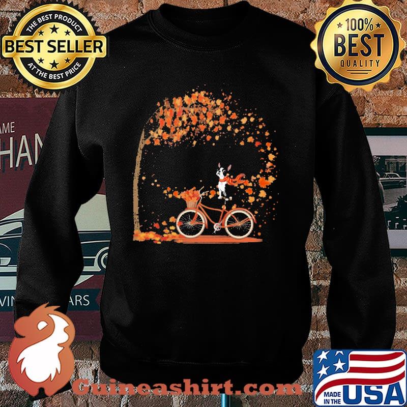 Boston Terrier Cycling To Autumn s Sweater