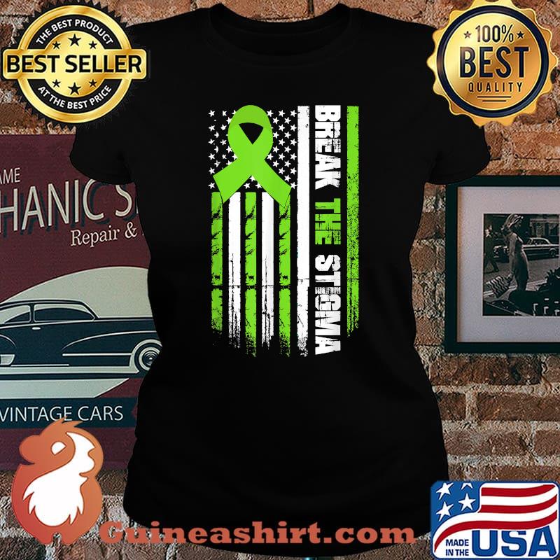 Break The Stigma, Mental Health American Flag T-Shirt Laides tee