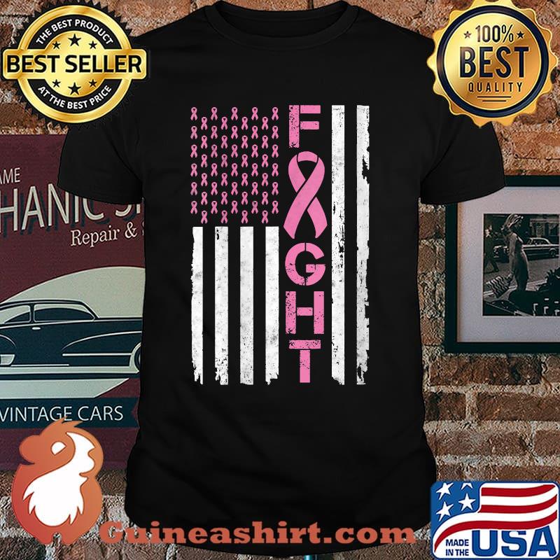 Breast Cancer Awareness American Flag T-Shirt