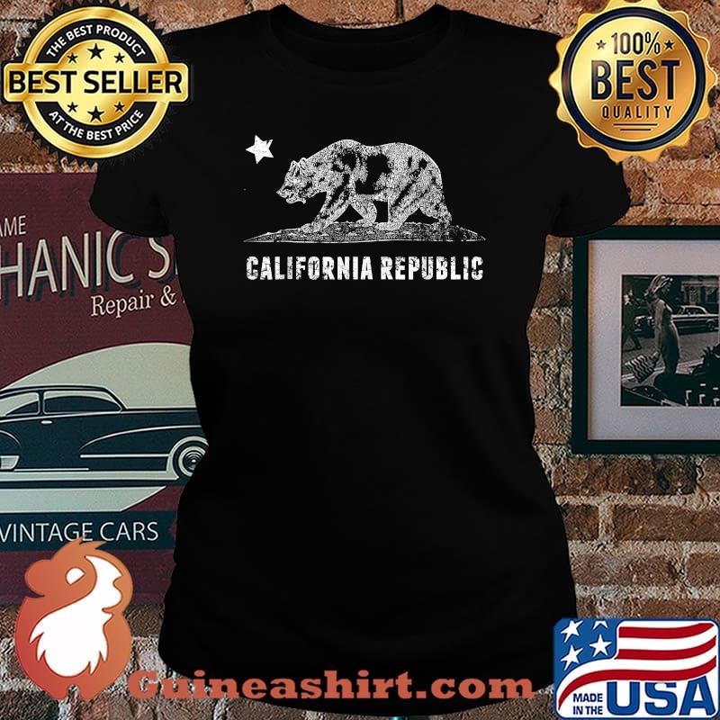 CA Republic , Bear & Star Distressed California State T-Shirt Laides tee