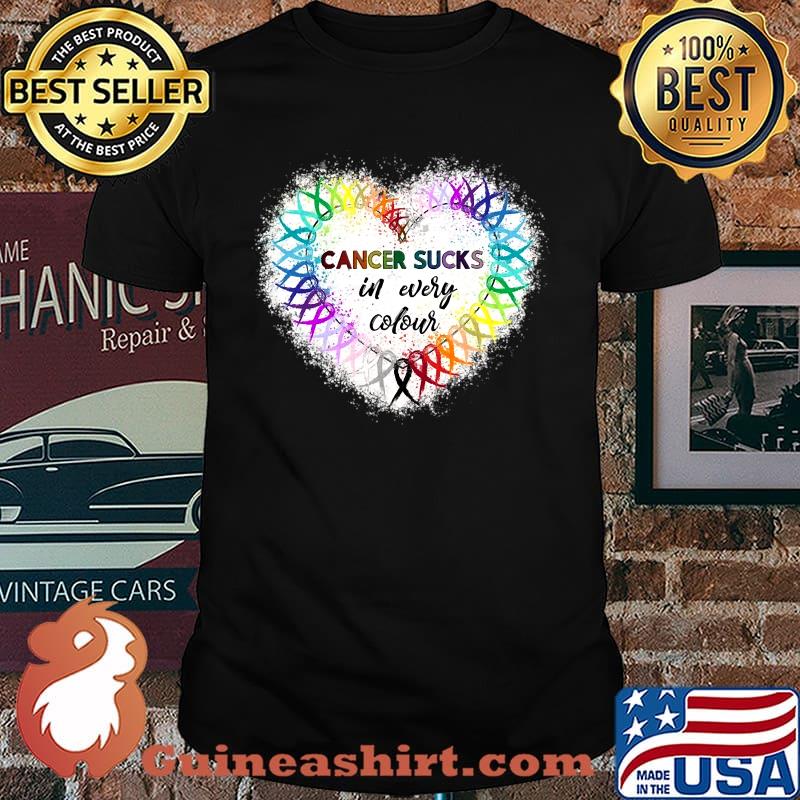 Cancer Sucks In Every Color Breast Cancer Awareness Vintage T-Shirt