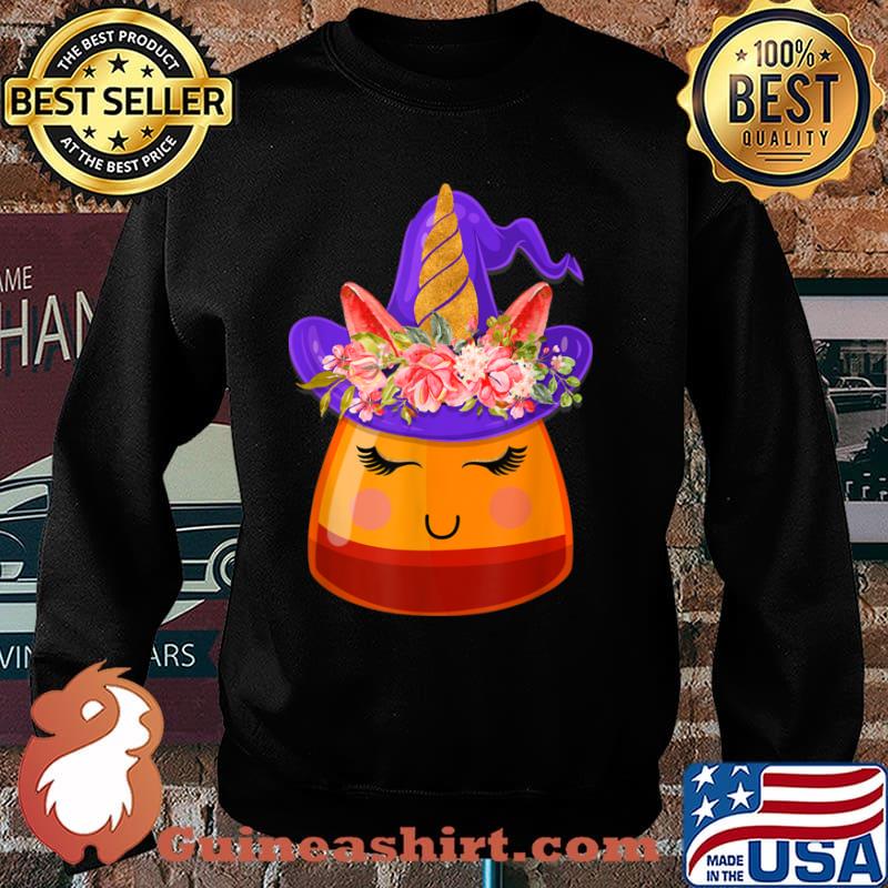 Candy Corn Unicorn Halloween Flower Shirt Sweater