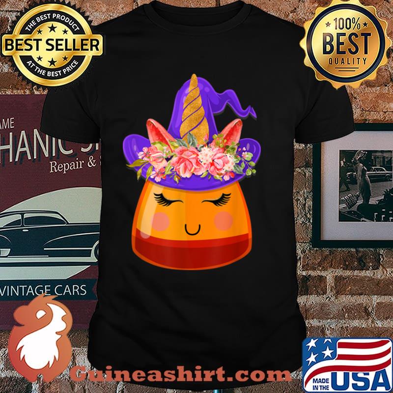 Candy Corn Unicorn Halloween Flower Shirt