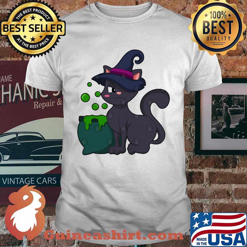Cat as Witch with Cauldron shirt