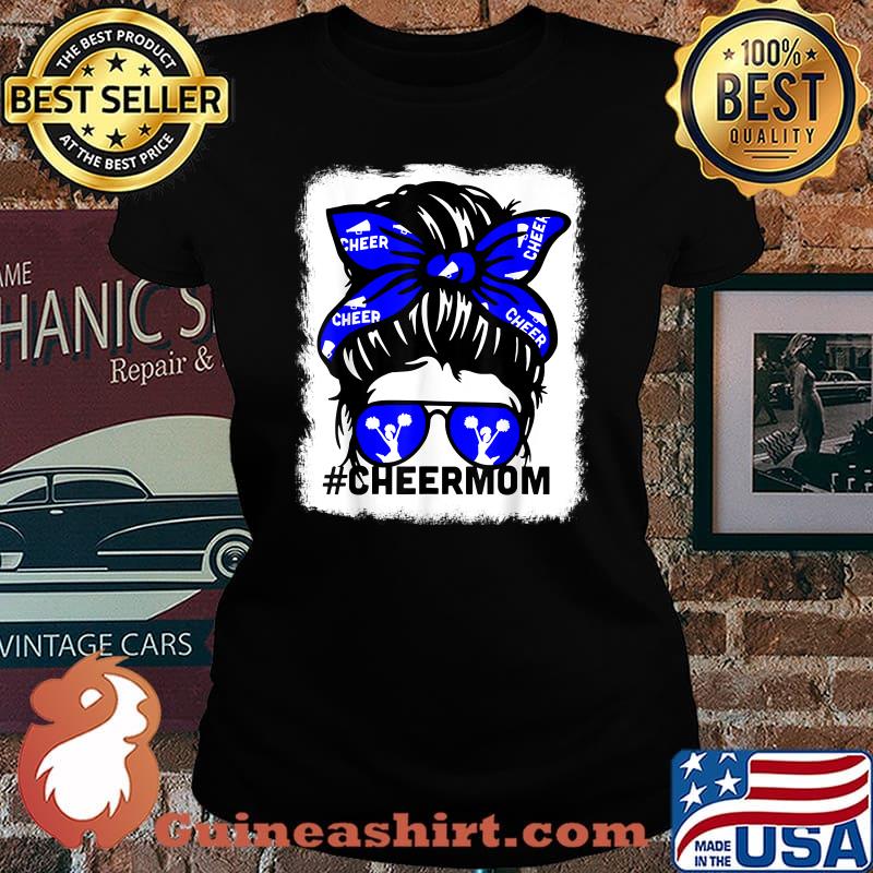 Cheer Mom Mother Mama Parent Cheerleading Messy Bun T-Shirt Laides tee