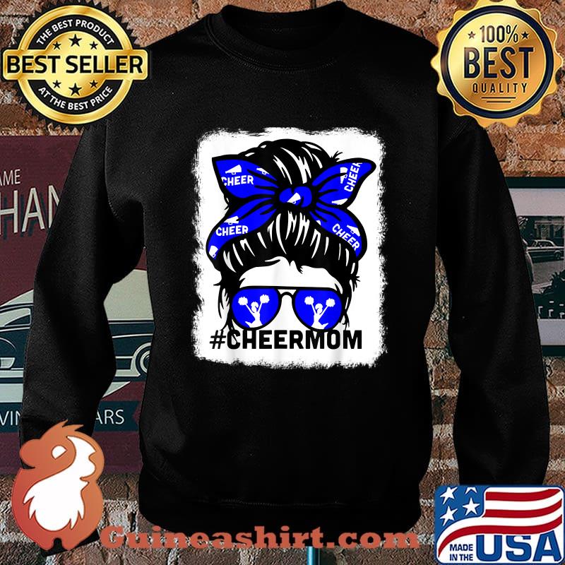 Cheer Mom Mother Mama Parent Cheerleading Messy Bun T-Shirt Sweater