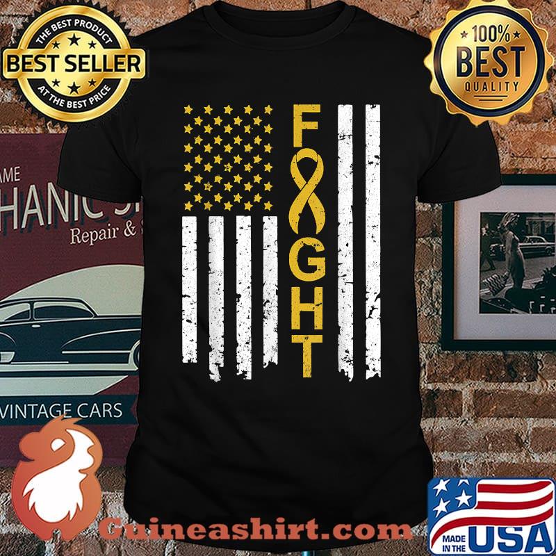 Childhood Cancer Awareness American FLag T-Shirt