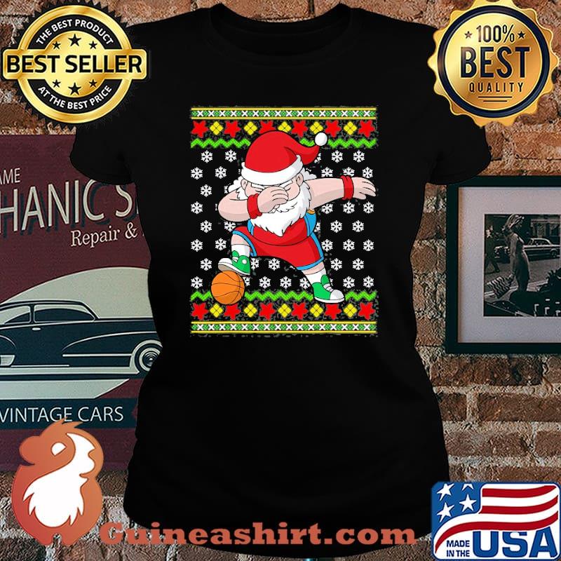Christmas Dabbing Santa Basketball Dab Dance Shirt Laides tee