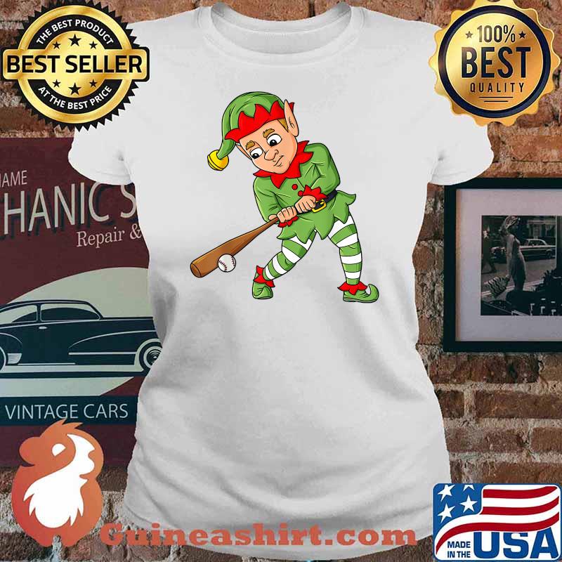 Christmas Elf With Baseball Bat Boys Kids Teens Xmas T-Shirt Ladies tee