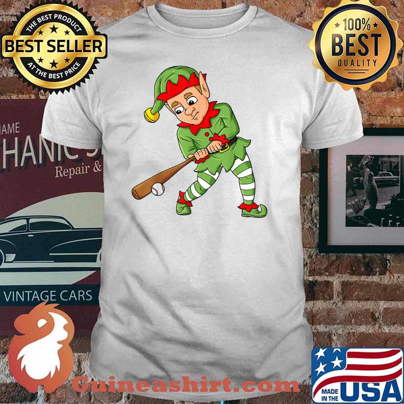 Christmas Elf With Baseball Bat Boys Kids Teens Xmas T-Shirt
