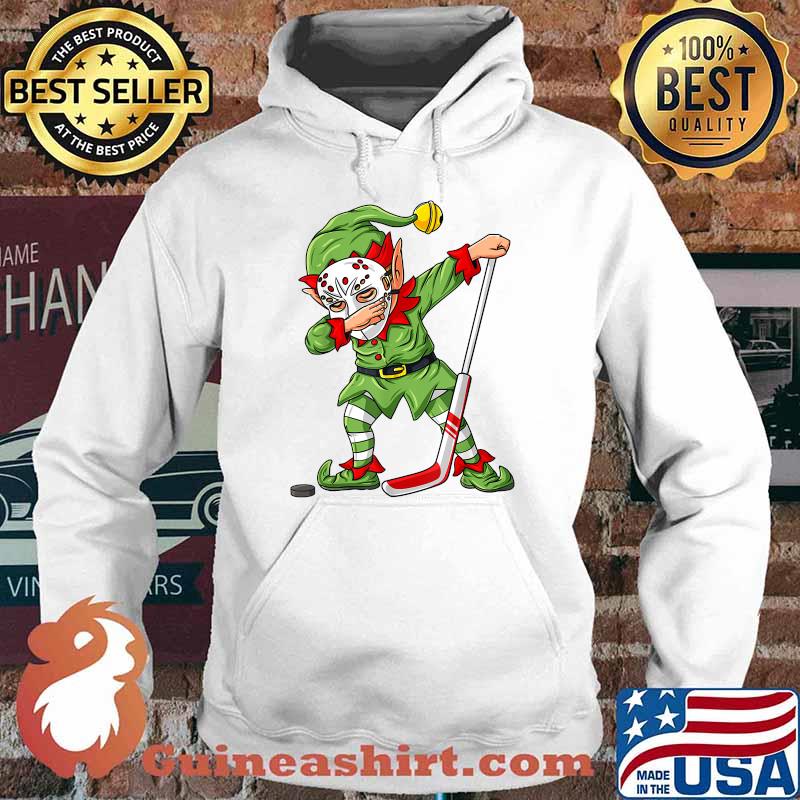 Christmas Halloween Elf Dabbing Ice Hockey Player Horror Mask T-Shirt Hoodie