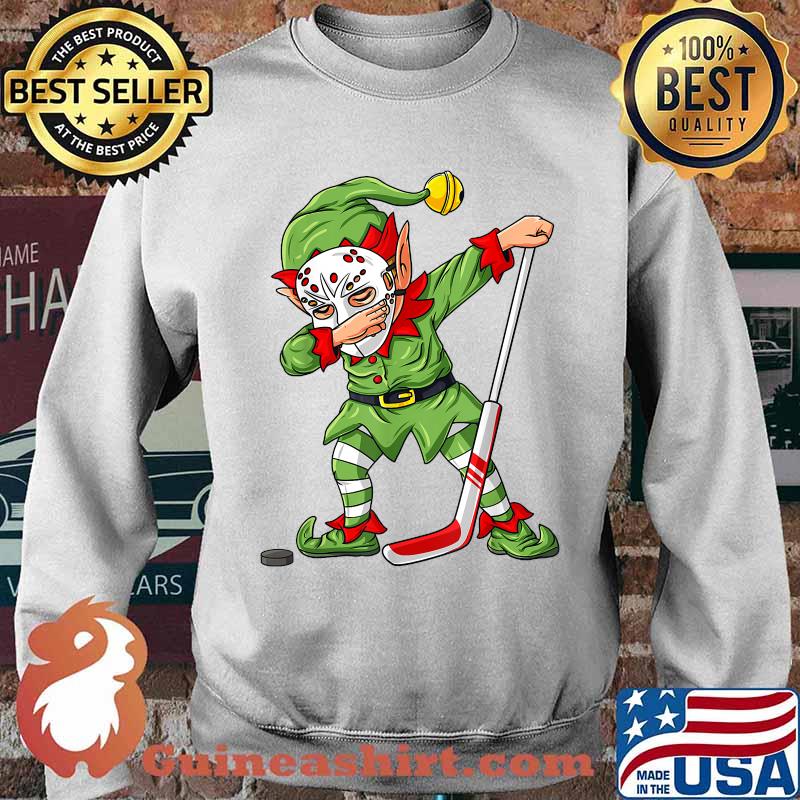 Christmas Halloween Elf Dabbing Ice Hockey Player Horror Mask T-Shirt Sweater