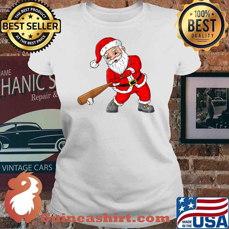 Christmas Santa Claus With Baseball Bat Boys Kids Teens Xmas T-Shirt Ladies tee