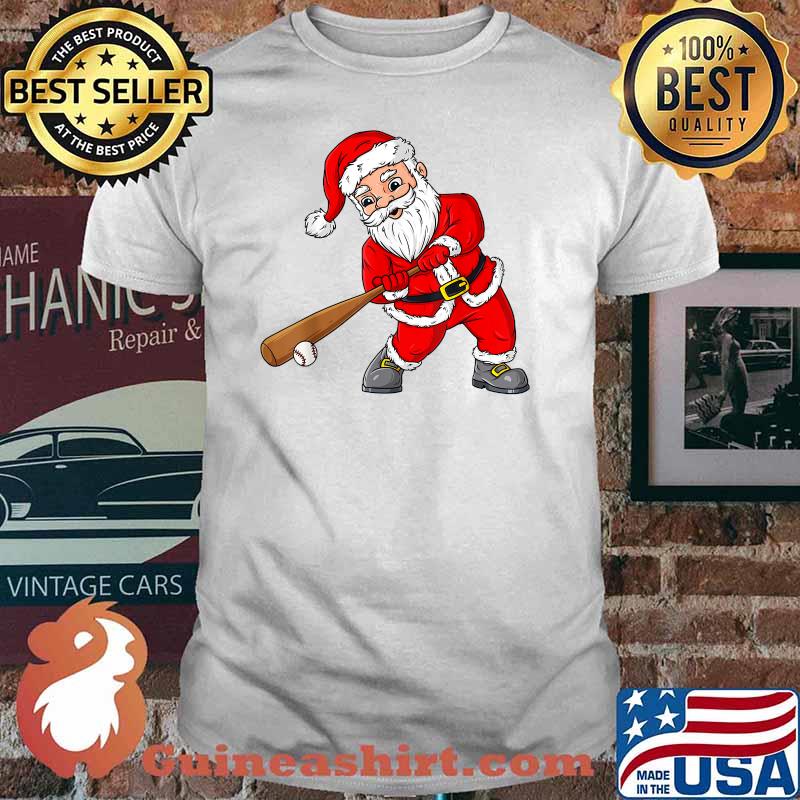 Christmas Santa Claus With Baseball Bat Boys Kids Teens Xmas T-Shirt