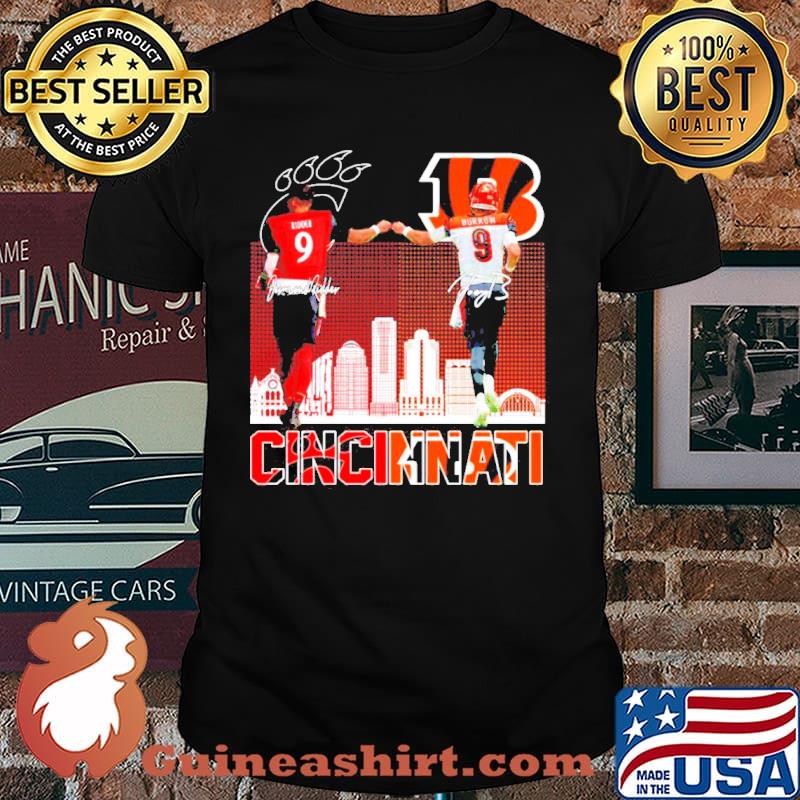 Cincinnati Ridder and Burrow signatures shirt