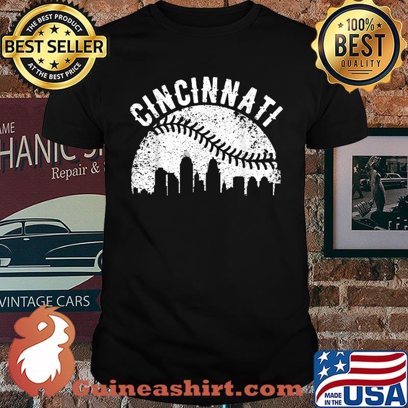 Cincinnati Vintage Baseball Tee Distressed Gameday Retro T-Shirt