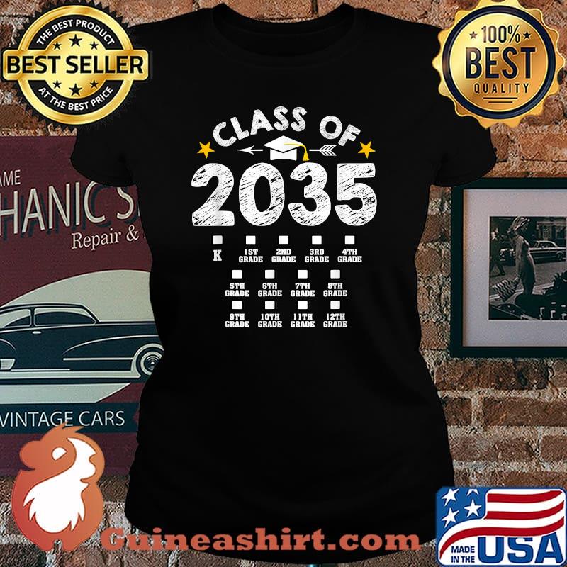 Class of 2035 Grow With Me Checklist Graduation T-Shirt Laides tee